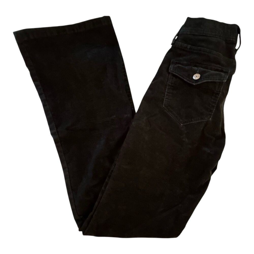 Gap ‘70s High Rise Flare Pants Black Corduroy Size 24 With 31” Inseam & Pockets